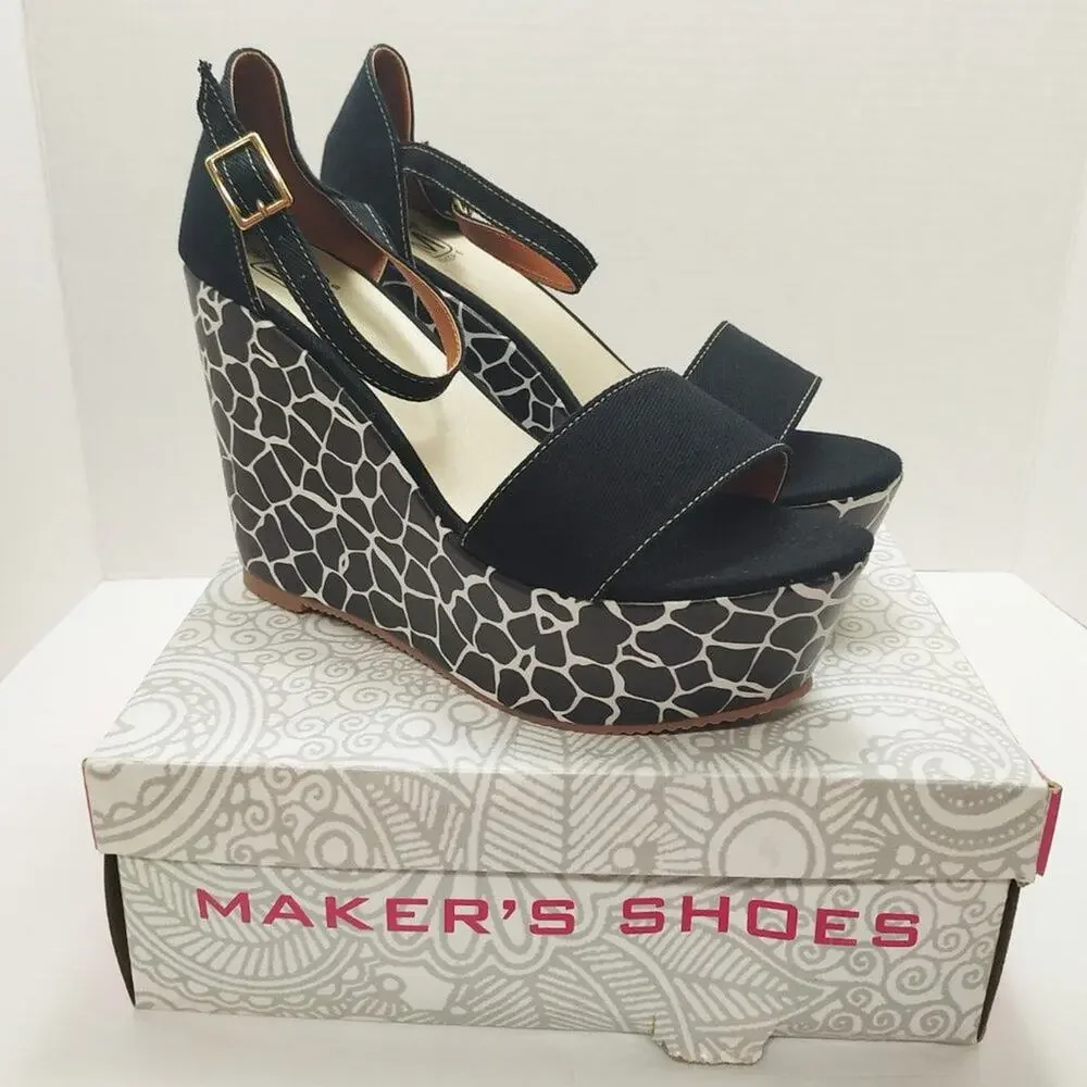 Maker's Crackle Xiomara Platform Wedge Sandals